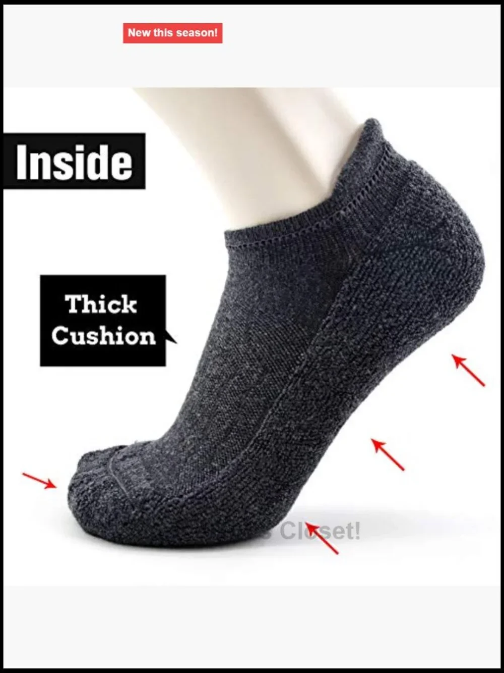 Merino Wool Blend Compression Ankle Running Hiking Socks Cushion Tab 6 Pairs